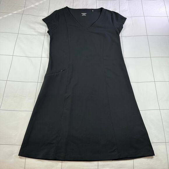Toad&Co Dress Womens Small Black Tech Tomboy V Neck Short Sleeve Athletic Sporty - Picture 1 of 7